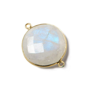20mm Vermeil Bezeled Rainbow Moonstone faceted coin Pendant 1 piece (ONLINE ORDER ONLY)