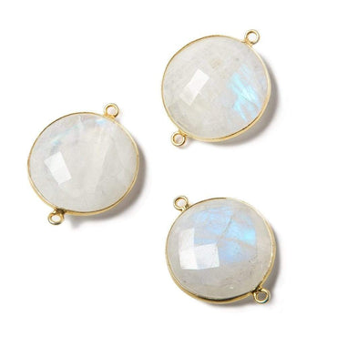 20mm Vermeil Bezeled Rainbow Moonstone faceted coin Pendant 1 piece (ONLINE ORDER ONLY)