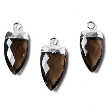 20x10mm Silver Leafed Smoky Quartz faceted Point Pendant 1 piece (ONLINE ORDER ONLY)