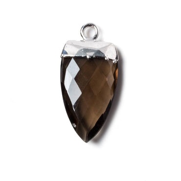 20x10mm Silver Leafed Smoky Quartz faceted Point Pendant 1 piece (ONLINE ORDER ONLY)