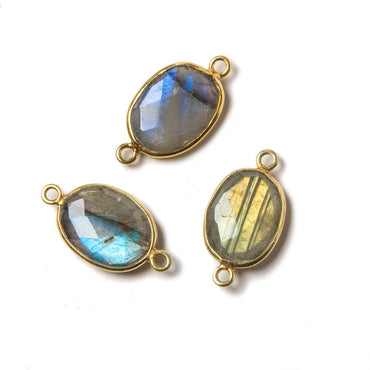 20x10mm Vermeil Bezeled Labradorite faceted oval Connector 1 piece (ONLINE ORDER ONLY)