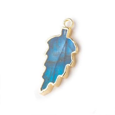 20x11mm Gold Leafed Labradorite Feather Focal Pendant 1 piece (ONLINE ORDER ONLY)
