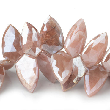 20x12-22x12mm Mystic Dark Peach Moonstone Faceted Shields 8 inch 21 beads (ONLINE ORDER ONLY)