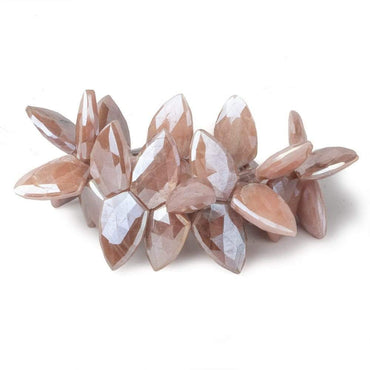 20x12-22x12mm Mystic Dark Peach Moonstone Faceted Shields 8 inch 21 beads (ONLINE ORDER ONLY)