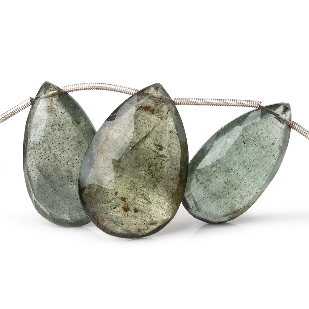 20x12-28x19mm Moss Aquamarine Faceted Pear Beads 8 inch 11 pieces AA (ONLINE ORDER ONLY)