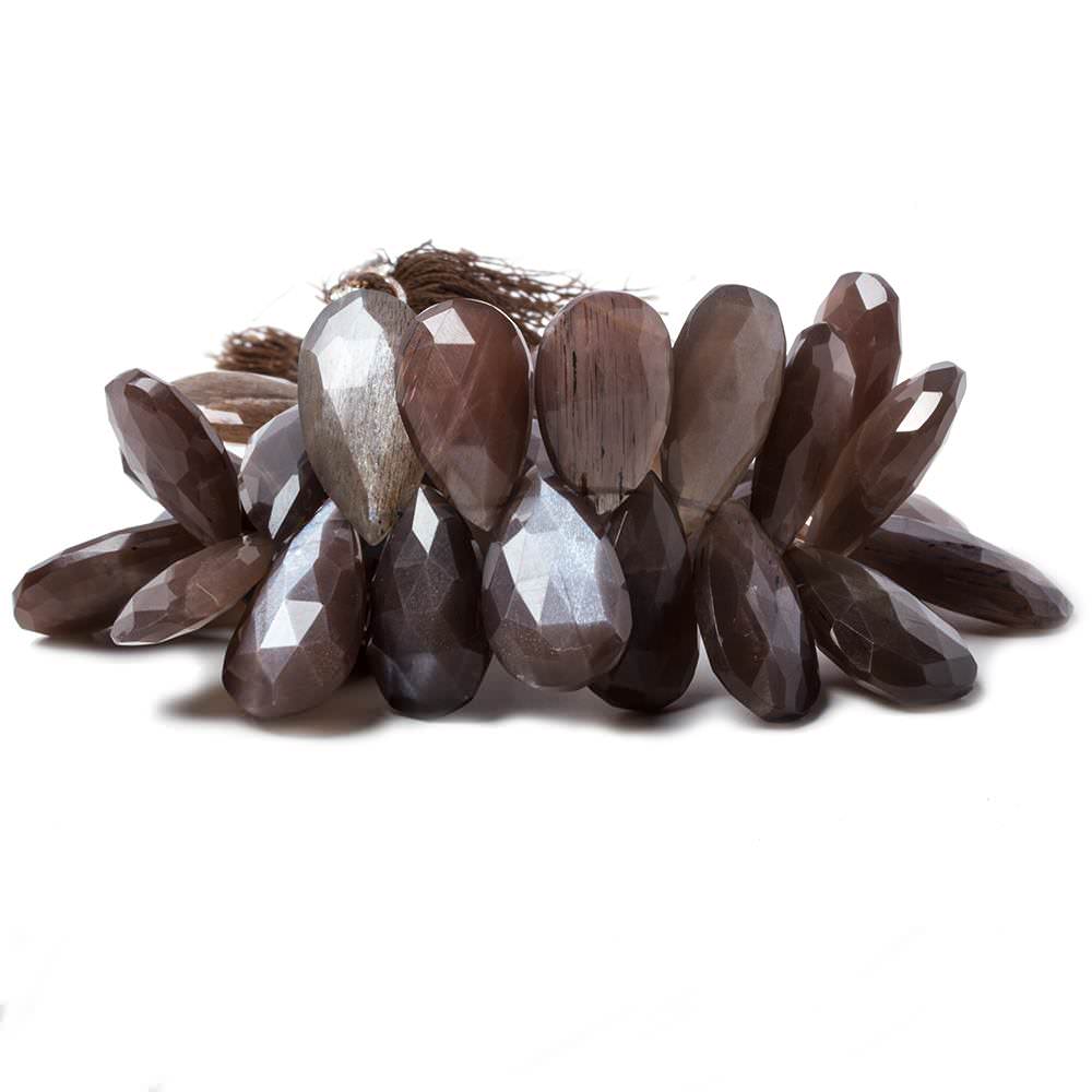 20x12-29x12mm Chocolate Moonstone faceted pear beads 7.5 inch 38 pcs (ONLINE ORDER ONLY)