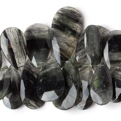 20x12-38x19mm Dark Green Moss Quartz Faceted Pear Beads 5 inch 23 pieces (ONLINE ORDER ONLY)