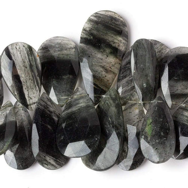 20x12-38x19mm Dark Green Moss Quartz Faceted Pear Beads 5 inch 23 pieces (ONLINE ORDER ONLY)