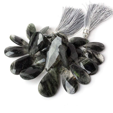 20x12-38x19mm Dark Green Moss Quartz Faceted Pear Beads 5 inch 23 pieces (ONLINE ORDER ONLY)