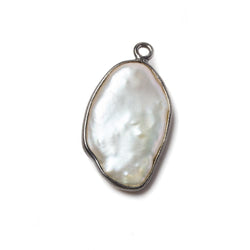 20x12mm Black Gold Bezeled Rose' White Keshi Pearl Pendant 5 piece (ONLINE ORDER ONLY)