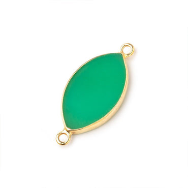 20x12mm Vermeil Bezel Green Onyx plain marquise Connector 1 piece (ONLINE ORDER ONLY)