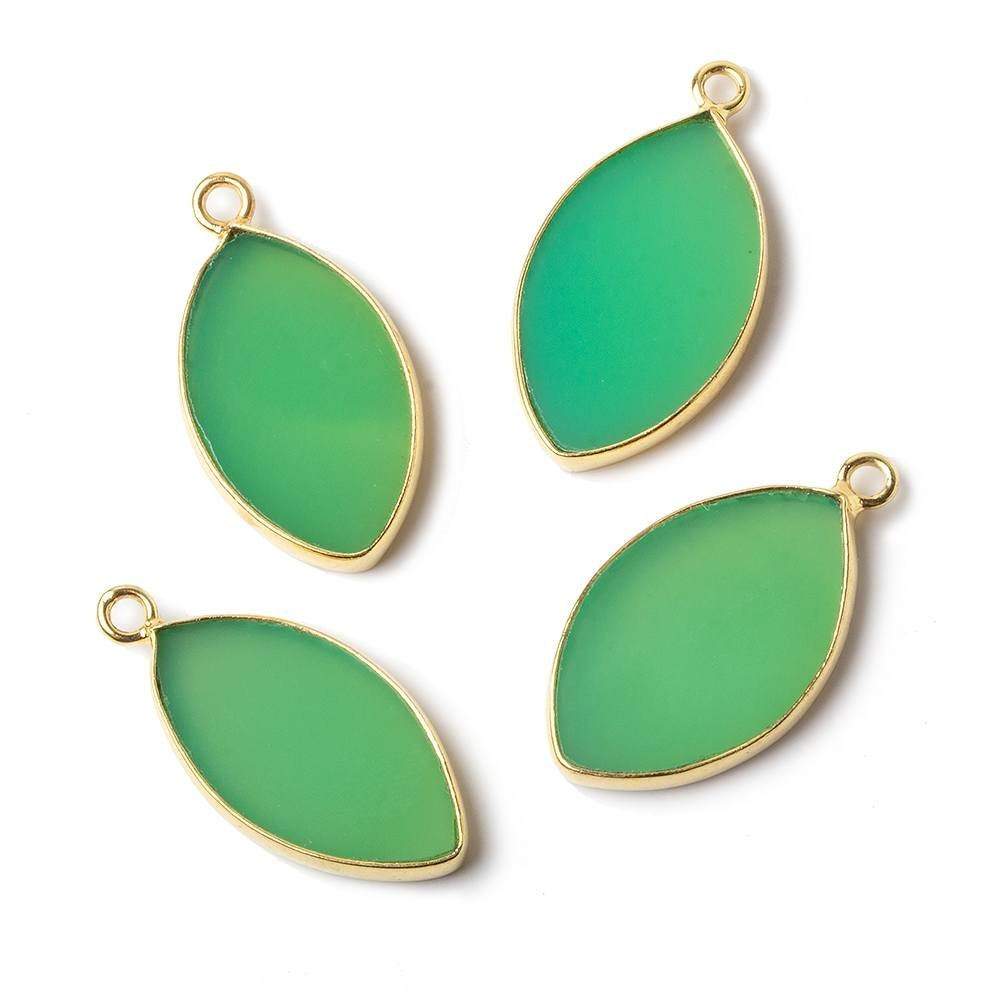 20x12mm Vermeil Bezel Green Onyx plain marquise Pendant 1 piece (ONLINE ORDER ONLY)