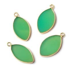 20x12mm Vermeil Bezel Green Onyx plain marquise Pendant 1 piece (ONLINE ORDER ONLY)