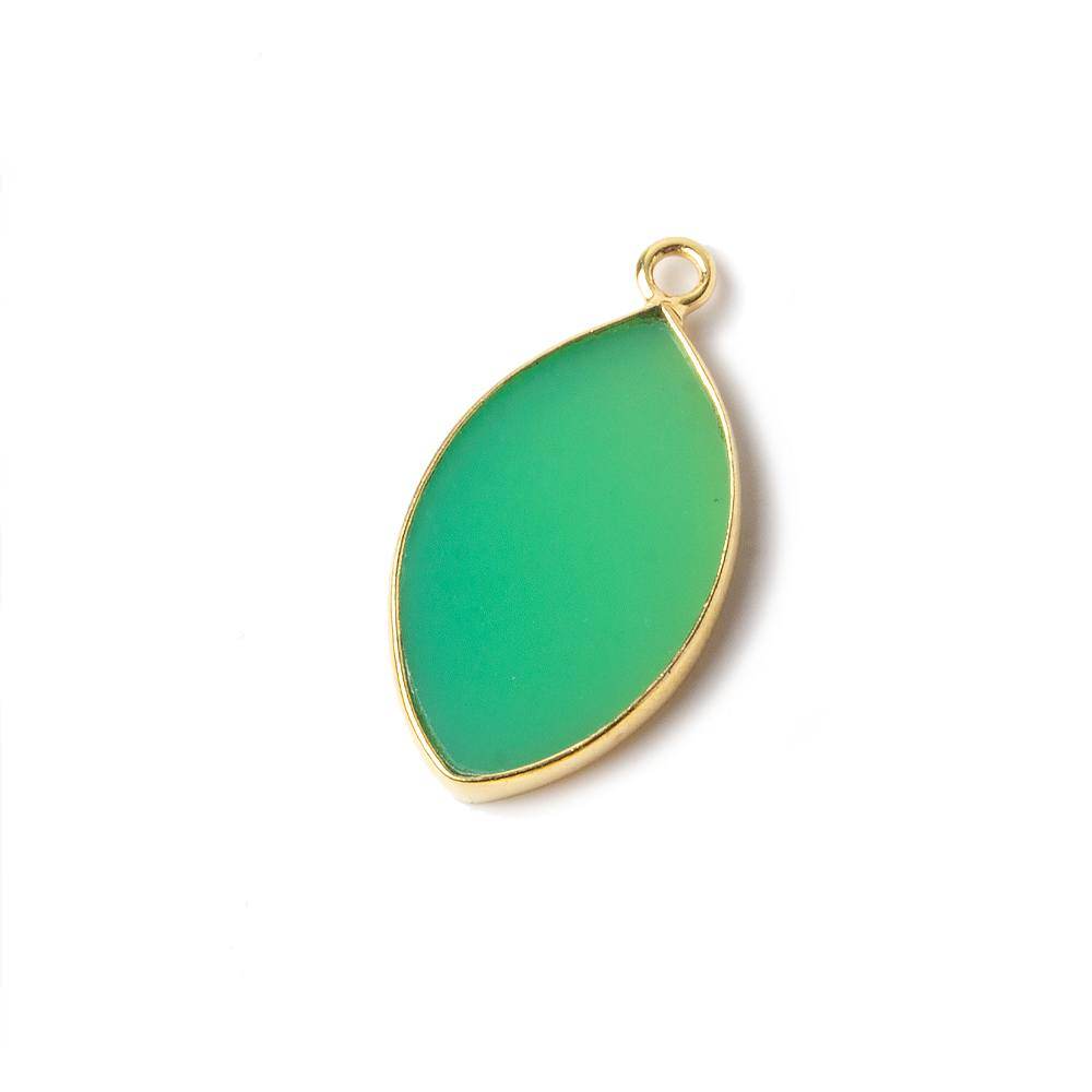 20x12mm Vermeil Bezel Green Onyx plain marquise Pendant 1 piece (ONLINE ORDER ONLY)