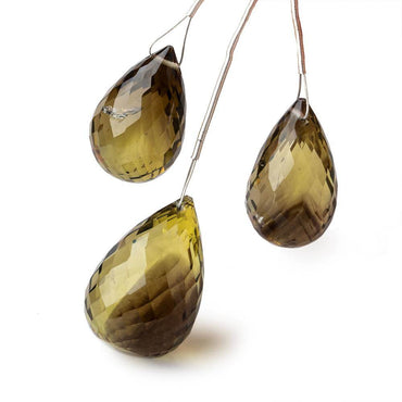20x13-23x16mm Bi-Color Quartz Faceted Tear Drop Focal Beads Set of 3 (ONLINE ORDER ONLY)