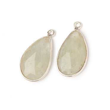 20x13mm .925 Silver Bezel Beryl Faceted Freeform Set of 2 Pendants (ONLINE ORDER ONLY)