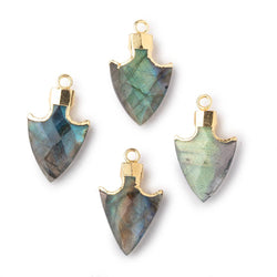 20x13mm Gold Leafed Labradorite Faceted Arrowhead Focal Pendant 1 piece (ONLINE ORDER ONLY)