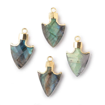 20x13mm Gold Leafed Labradorite Faceted Arrowhead Focal Pendant 1 piece (ONLINE ORDER ONLY)
