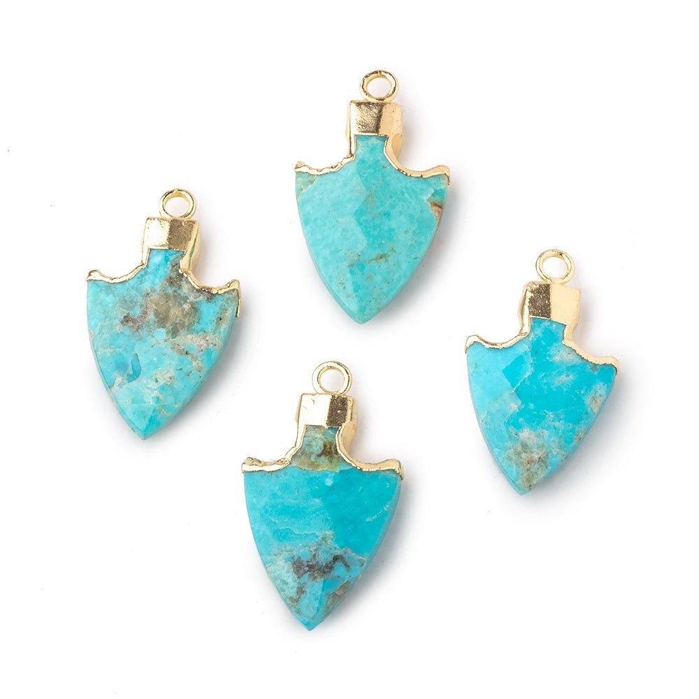 20x13mm Gold Leafed Turquoise Faceted Arrowhead Focal Pendant 1 piece (ONLINE ORDER ONLY)