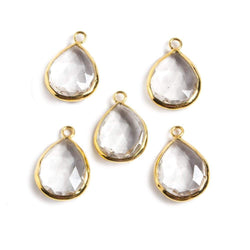 20x13mm Vermeil Bezeled Crystal Quartz faceted Pear Focal Pendant 1 piece (ONLINE ORDER ONLY)