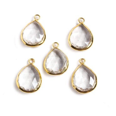 20x13mm Vermeil Bezeled Crystal Quartz faceted Pear Focal Pendant 1 piece (ONLINE ORDER ONLY)