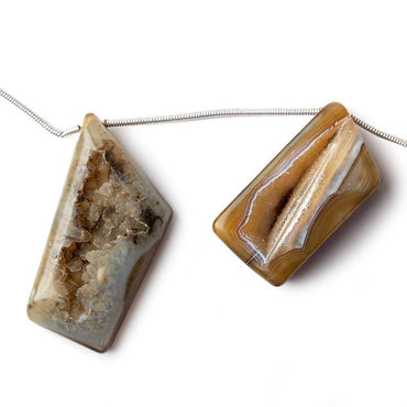 20x14-34x17mm Natural Tri-color Agate Drusy Freeform Beads 11 pieces (ONLINE ORDER ONLY)