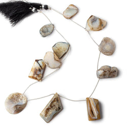 20x14-34x17mm Natural Tri-color Agate Drusy Freeform Beads 11 pieces (ONLINE ORDER ONLY)