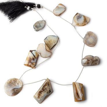 20x14-34x17mm Natural Tri-color Agate Drusy Freeform Beads 11 pieces (ONLINE ORDER ONLY)