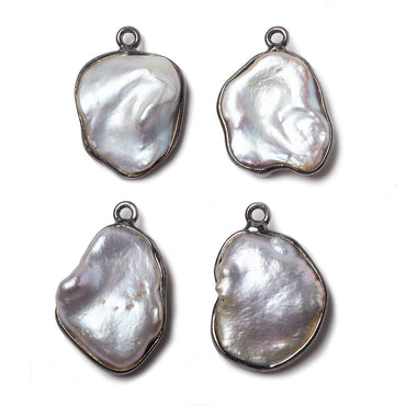 20x14mm Black Gold Bezeled Rose' White Keshi Pearl Pendant 1 piece (ONLINE ORDER ONLY)