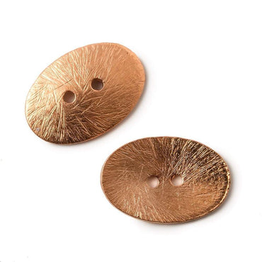 20x14mm Copper Oval Button Brushed,  6 pieces (ONLINE ORDER ONLY)