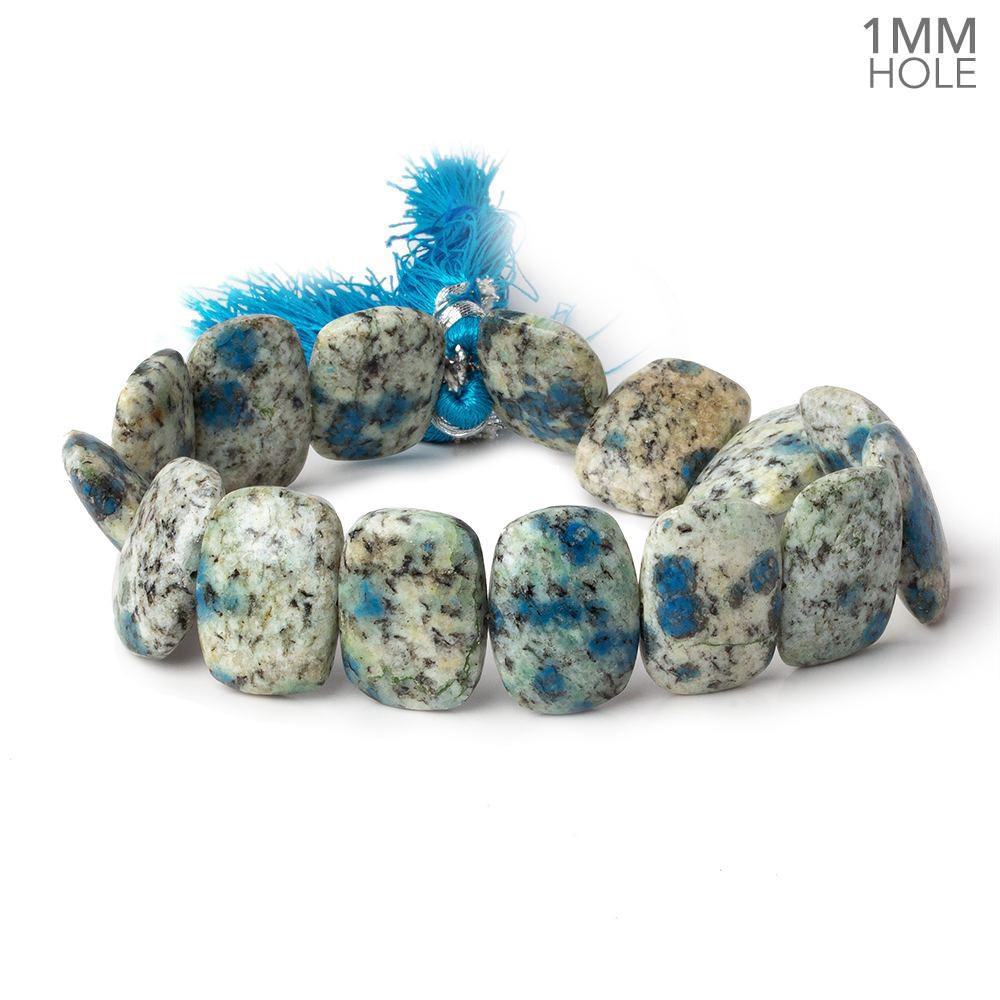 K2 Azurite Granite "K2 Jasper" side drilled plain cushion 7.5 inch 14 beads (ONLINE ORDER ONLY)