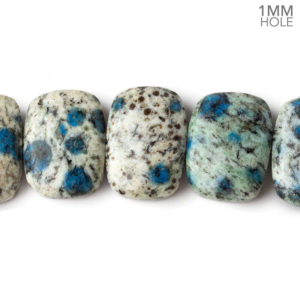 K2 Azurite Granite "K2 Jasper" side drilled plain cushion 7.5 inch 14 beads (ONLINE ORDER ONLY)