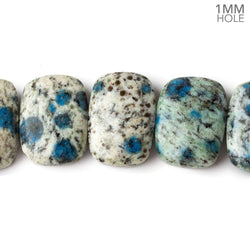 K2 Azurite Granite "K2 Jasper" side drilled plain cushion 7.5 inch 14 beads (ONLINE ORDER ONLY)