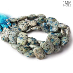 K2 Azurite Granite "K2 Jasper" side drilled plain cushion 7.5 inch 14 beads (ONLINE ORDER ONLY)