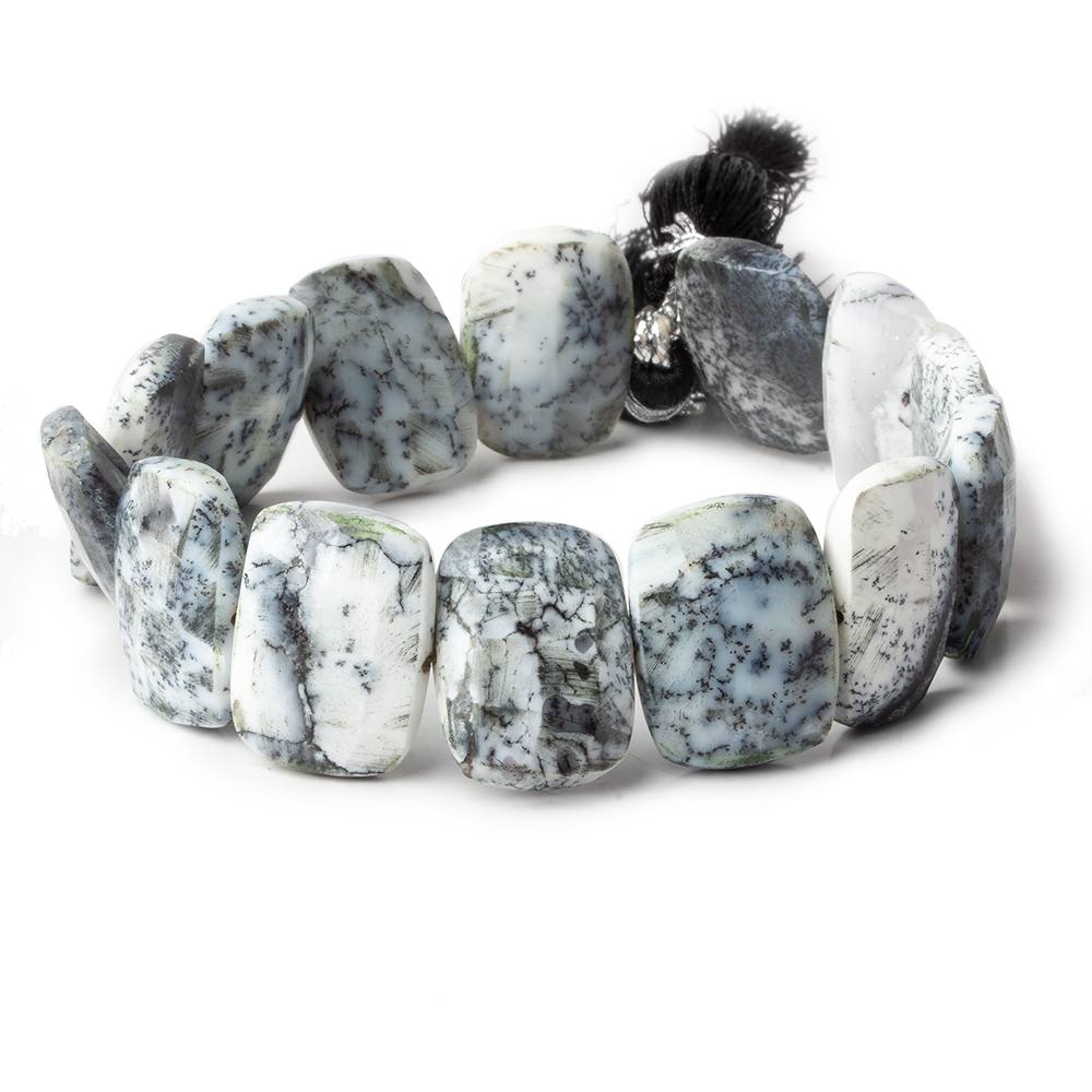 20x15mm Dendritic Opal side drilled faceted cushions 7.5 inch 13 beads AAA (ONLINE ORDER ONLY)