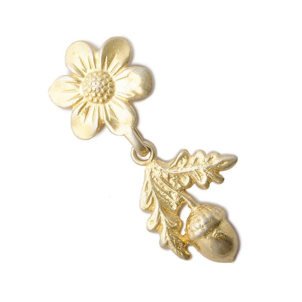 20x16mm, 24x19mm Vermeil Clasp with Daisy and Acorn 1 piece (ONLINE ORDER ONLY)