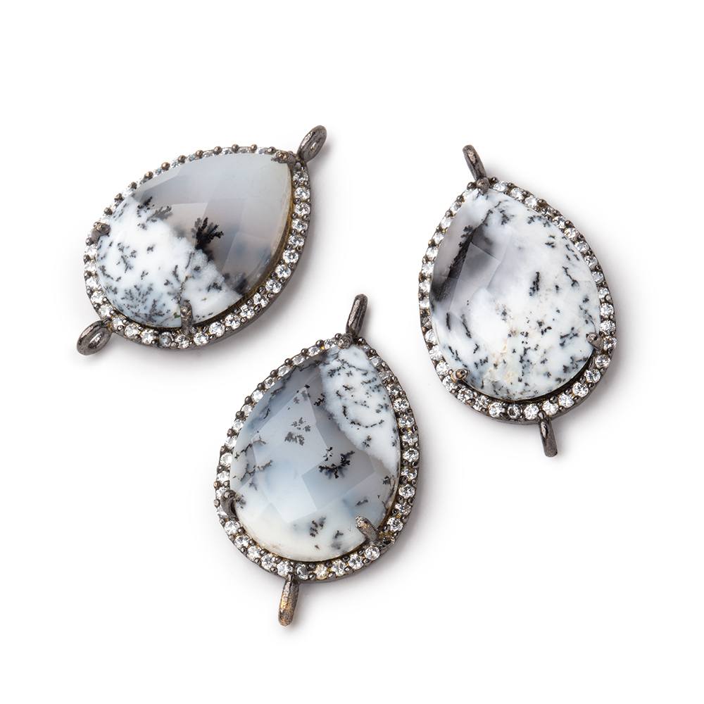 20x16mm Black Gold CZ Bezel Dendritic Opal Connector 1 Focal Bead (ONLINE ORDER ONLY)