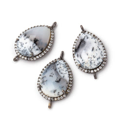 20x16mm Black Gold CZ Bezel Dendritic Opal Connector 1 Focal Bead (ONLINE ORDER ONLY)