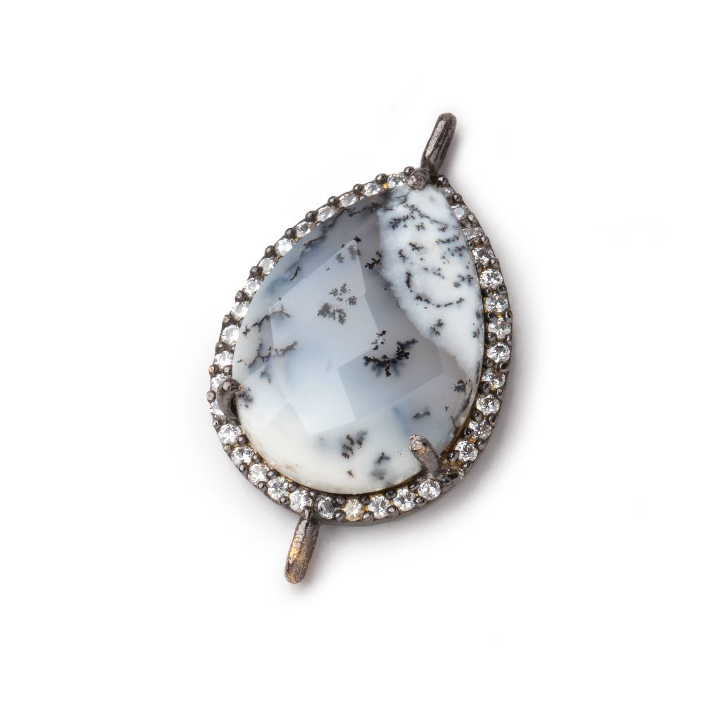 20x16mm Black Gold CZ Bezel Dendritic Opal Connector 1 Focal Bead (ONLINE ORDER ONLY)