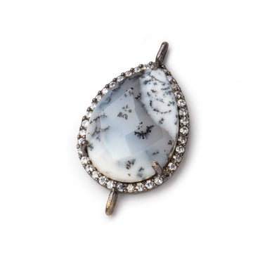 20x16mm Black Gold CZ Bezel Dendritic Opal Connector 1 Focal Bead (ONLINE ORDER ONLY)