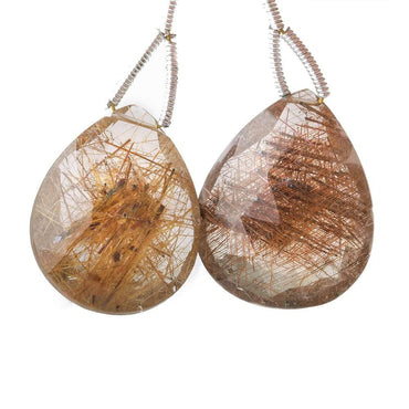 20x16mm Rutilated Quartz Faceted Pear Focal Bead 2 pieces (ONLINE ORDER ONLY)