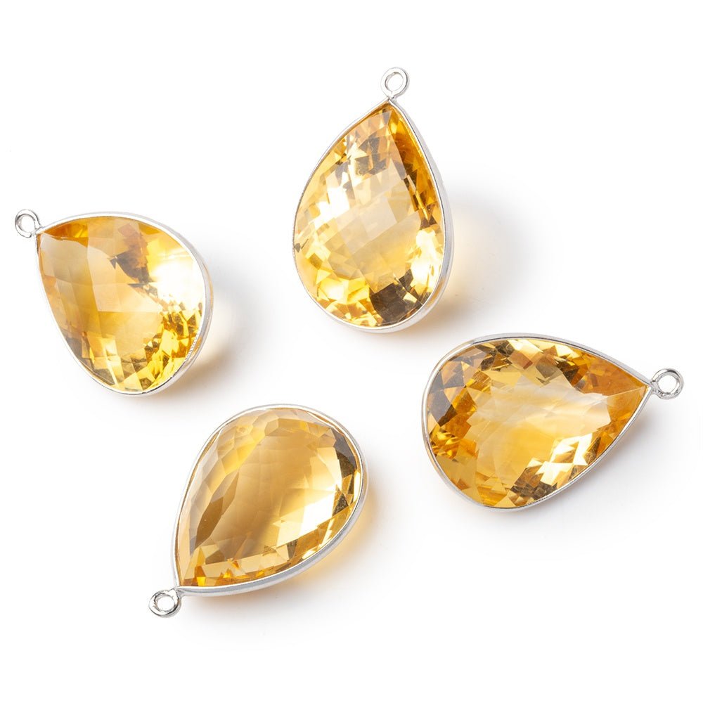 20x16mm Sterling Silver Bezel Citrine Pavilion Faceted Pear Pendant 1 piece (ONLINE ORDER ONLY)