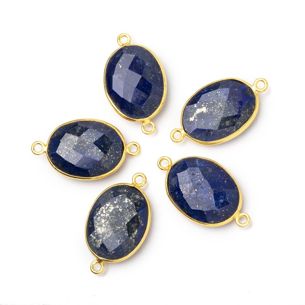 20x16mm Vermeil Bezel Lapis Lazuli Faceted Oval Connector 1 piece (ONLINE ORDER ONLY)