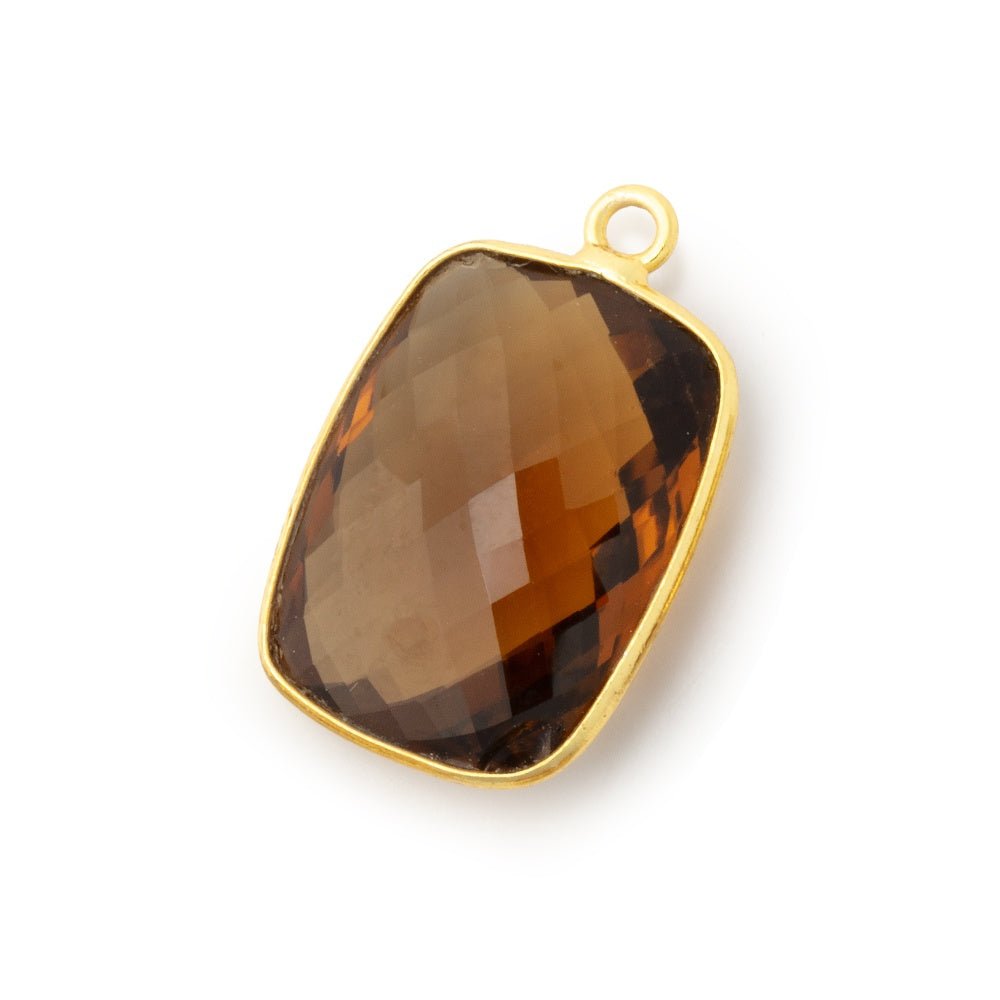 20x16mm Vermeil Bezel Whiskey Quartz Faceted Rectangle Pendant 1 piece (ONLINE ORDER ONLY)