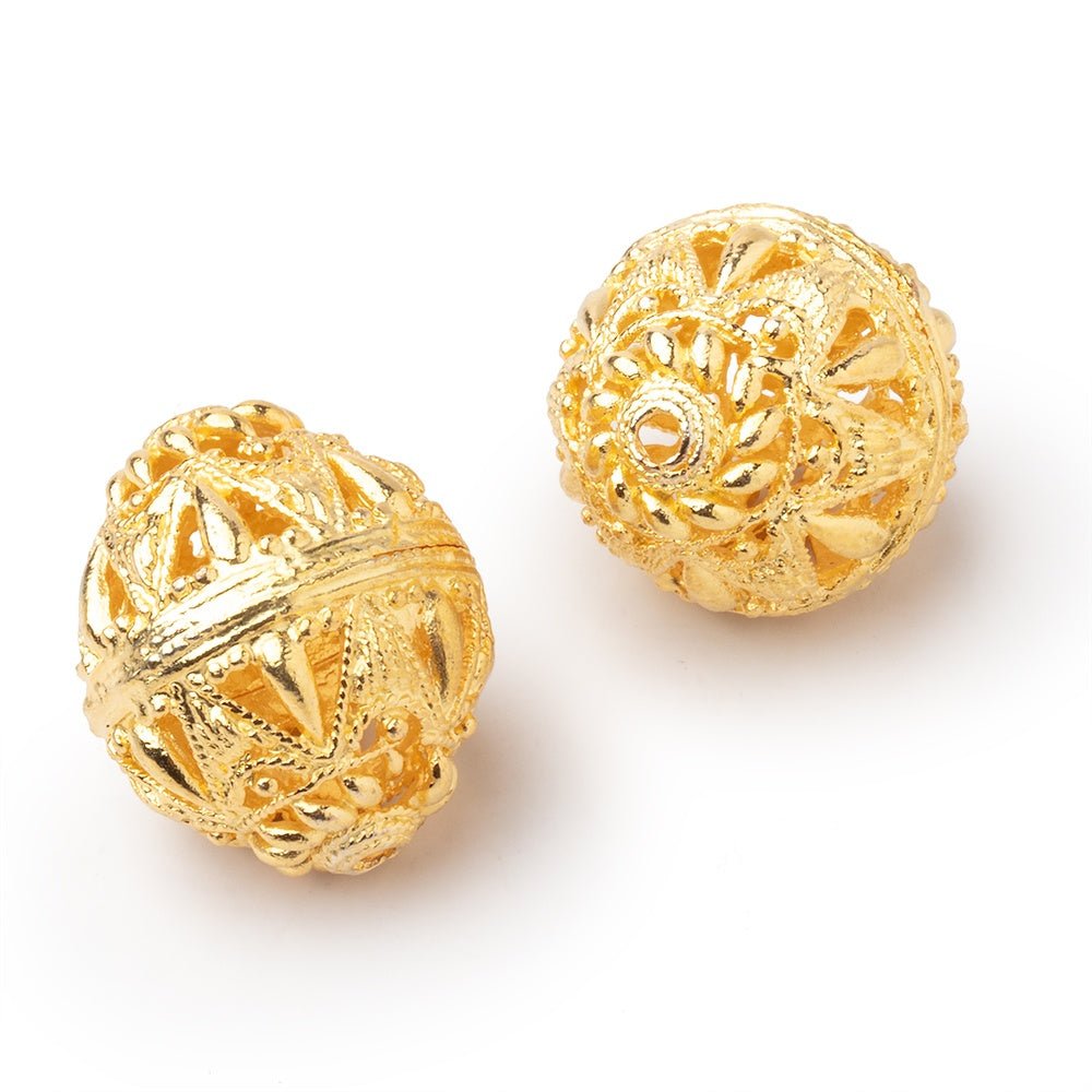 20x17mm 22kt Gold Plated Copper Filigree BiCone Set of 2 Beads (ONLINE ORDER ONLY)