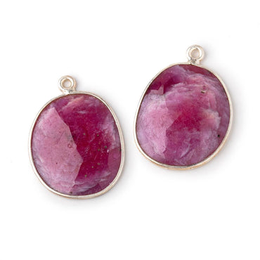 20x17mm .925 Silver Bezel Ruby Faceted Freeform Set of 2 Pendants (ONLINE ORDER ONLY)