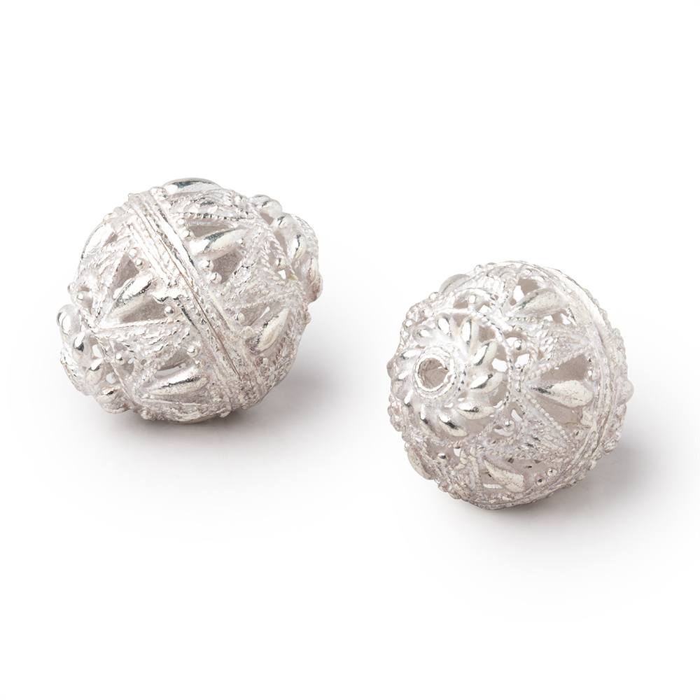 20x17mm Sterling Silver plated Copper Filigree BiCone 8 inch 10 beads (ONLINE ORDER ONLY)