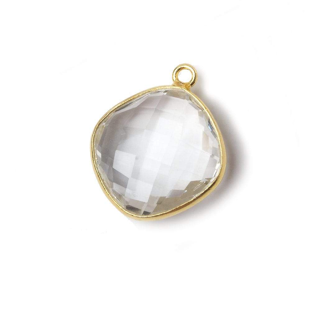 17mm Vermeil Bezeled Crystal Quartz faceted square Pendant 1 piece (ONLINE ORDER ONLY)
