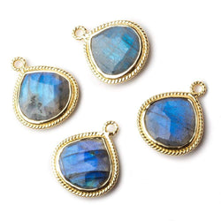 20x17mm Vermeil Rope Bezel Labradorite Faceted Heart Pendant 1 piece (ONLINE ORDER ONLY)