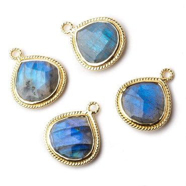 20x17mm Vermeil Rope Bezel Labradorite Faceted Heart Pendant 1 piece (ONLINE ORDER ONLY)